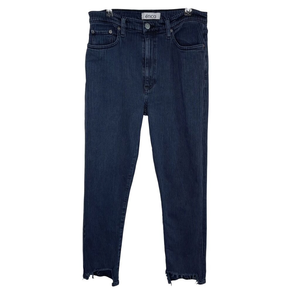 Ética Scarlet Slim Striped High-Rise Frayed Hem Jeans, 29 - Picture 2 of 12